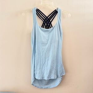 lululemon Wild Tank Top with built in navy camo bra size 8